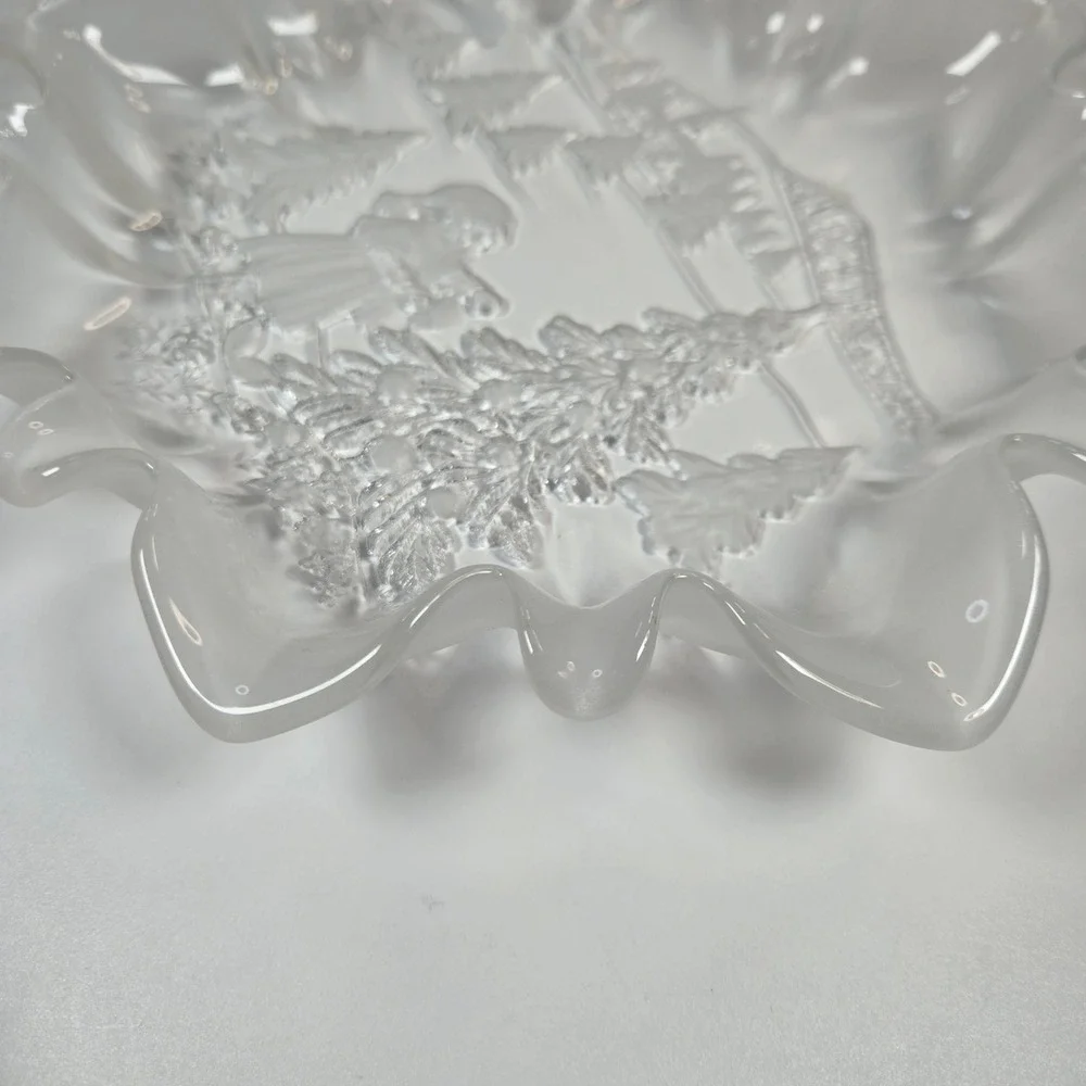 Vintage Mikasa Christmas Story Frosted Glass Crystal Serving Plate Bowl‎ Platter